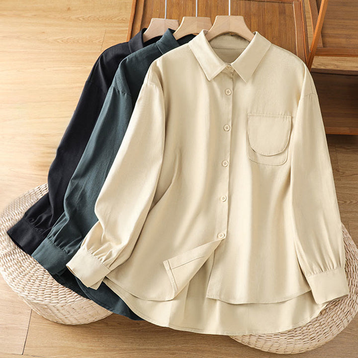 Buddha Stonesカジュアル レディース 長袖 スタンドカラー コットンシャツ ポケット付き - image 28