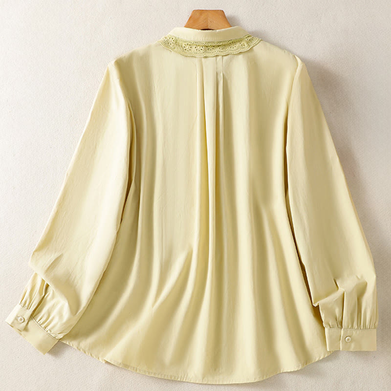 Buddha Stonesカジュアル レディース 長袖 レースラペル コットンシャツ - image 10