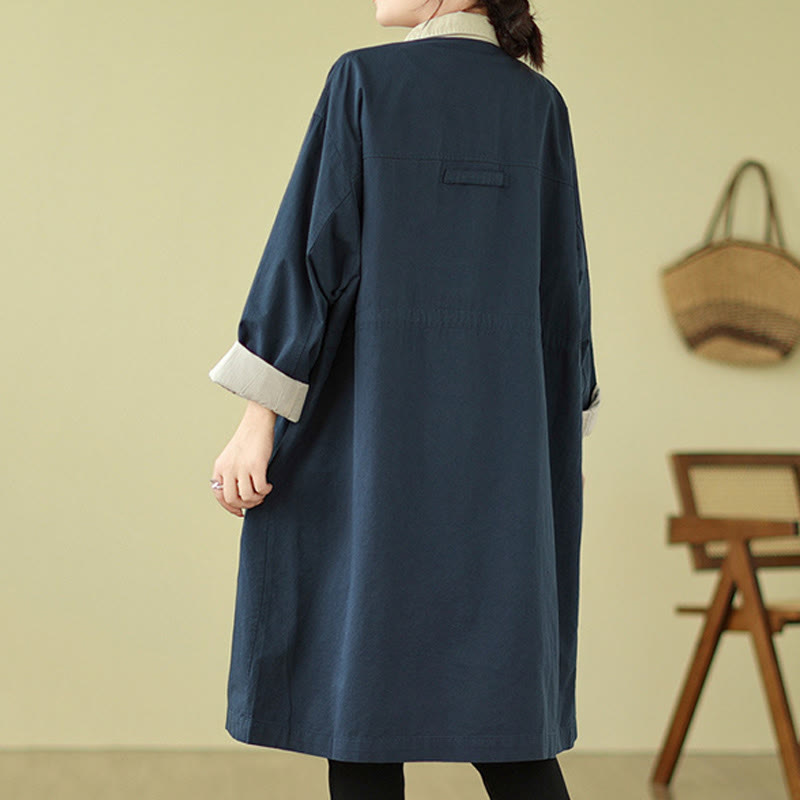 Buddha Stonesのスプライシングカラーボタンレディースコットンコート（ポケット付き） - image 7