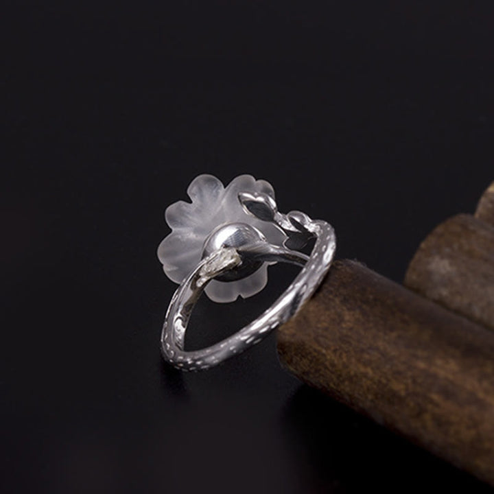 Buddha Stones天然ホワイトクリスタルフラワー 925スターリングシルバー 調節可能なヒーリングリング - image 7