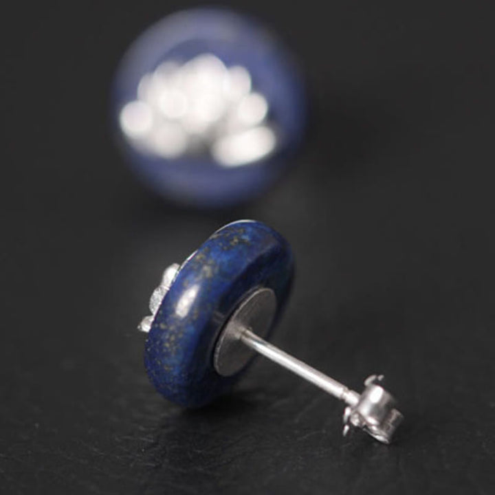 Buddha Stonesラズライト 925 スターリングシルバー 蓮の模様 悟りのイヤリング  - image 3