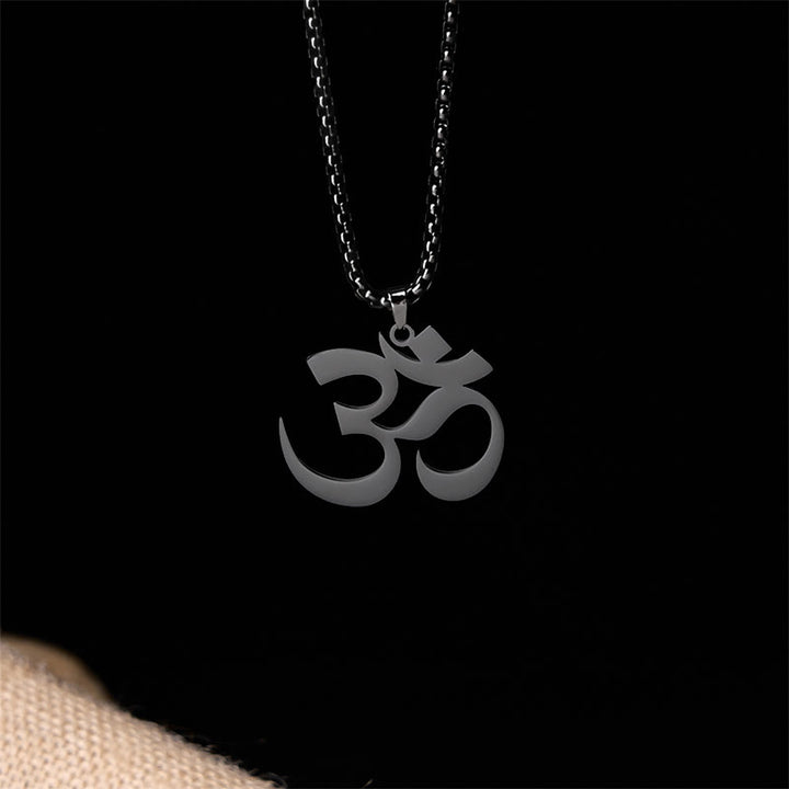 Buddha Stonesオムシンボル マントラ ステンレススチール フォーカスネックレスペンダント - 黒 - image 15