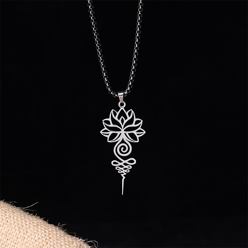 Buddha Stones蓮 ウナロメ チャクラ シンボル デザイン ステンレススチール 悟りのネックレス ペンダント - image 1