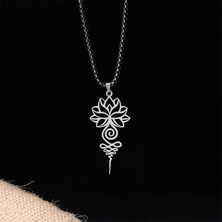 Buddha Stones蓮 ウナロメ チャクラ シンボル デザイン ステンレススチール 悟りのネックレス ペンダント - image 1