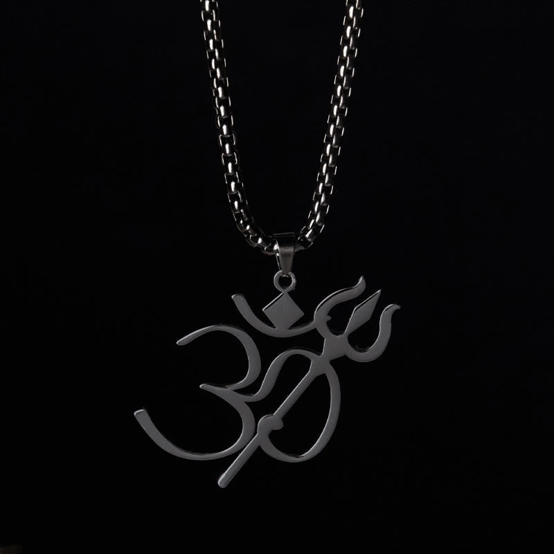 Buddha StonesトライデントOMシンボルステンレススチール接続ネックレスペンダント - 黒 - image 13