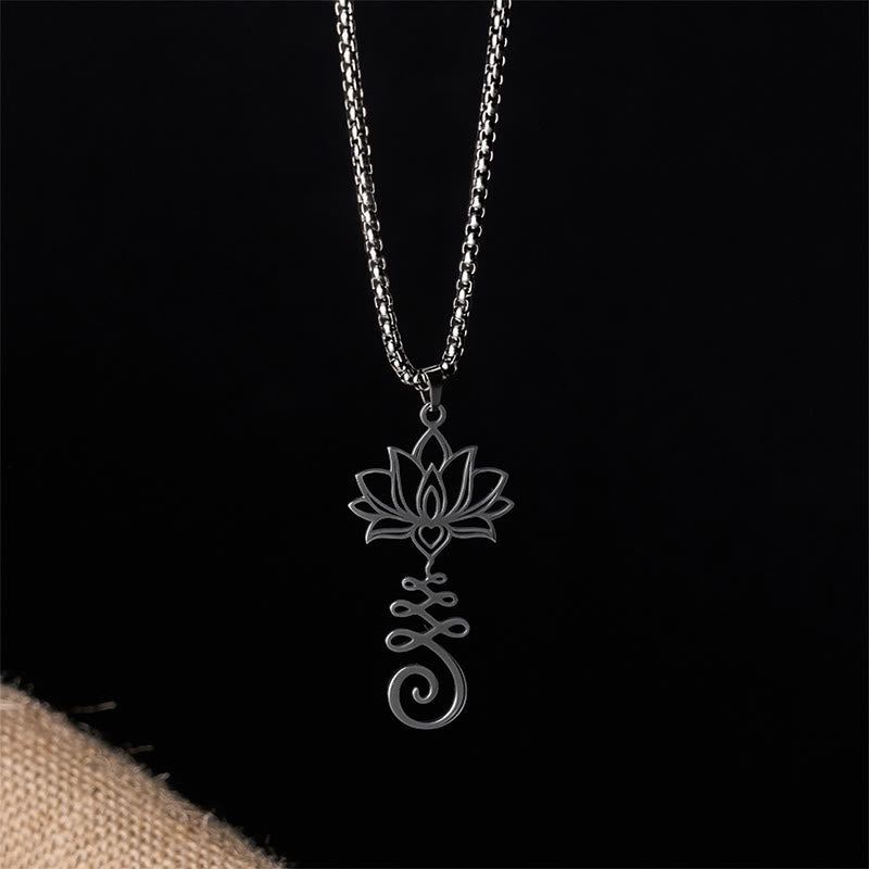 Buddha Stonesチャクラシンボル 不規則デザイン 蓮 ステンレススチール 悟りのネックレスペンダント - image 14