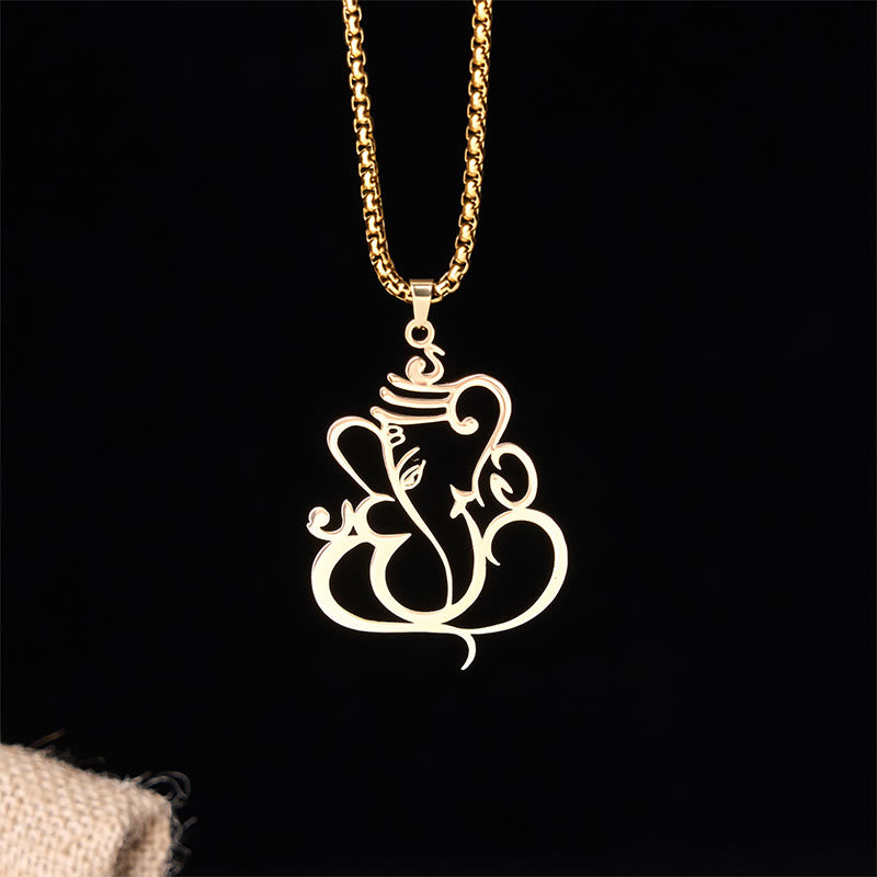 Buddha Stonesガネーシャ象 ステンレススチール 守護ネックレス ペンダント - 金 - image 0