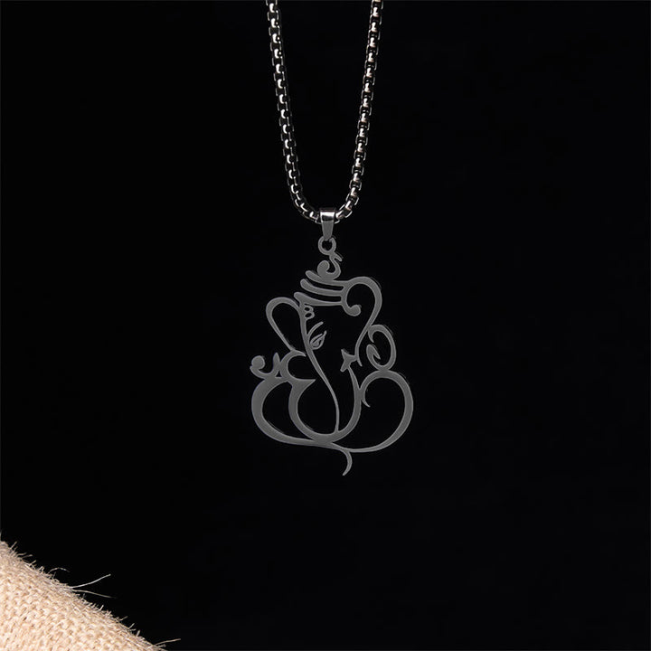 Buddha Stonesガネーシャ象 ステンレススチール 守護ネックレス ペンダント - 黒 - image 13