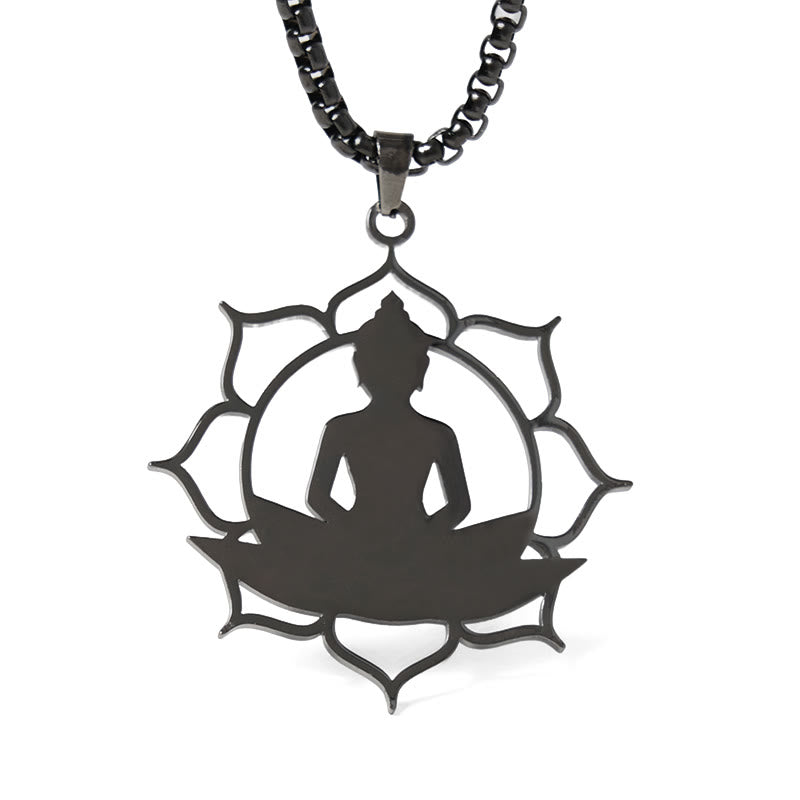Buddha Stonesヴィンテージ 蓮仏座像デザイン ステンレススチール 悟りのネックレスペンダント - image 18