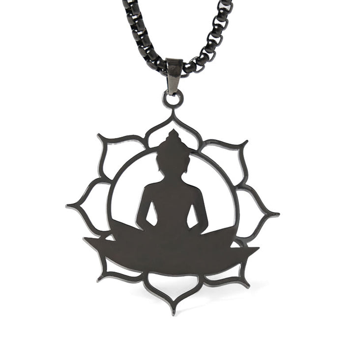 Buddha Stonesヴィンテージ 蓮仏座像デザイン ステンレススチール 悟りのネックレスペンダント - image 18
