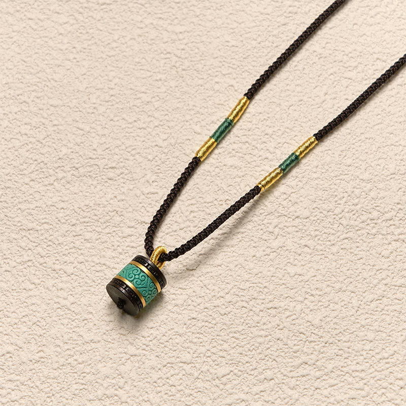 Buddha Stones黒檀ターコイズ シリンダー ピース ネックレス ペンダント - image 3