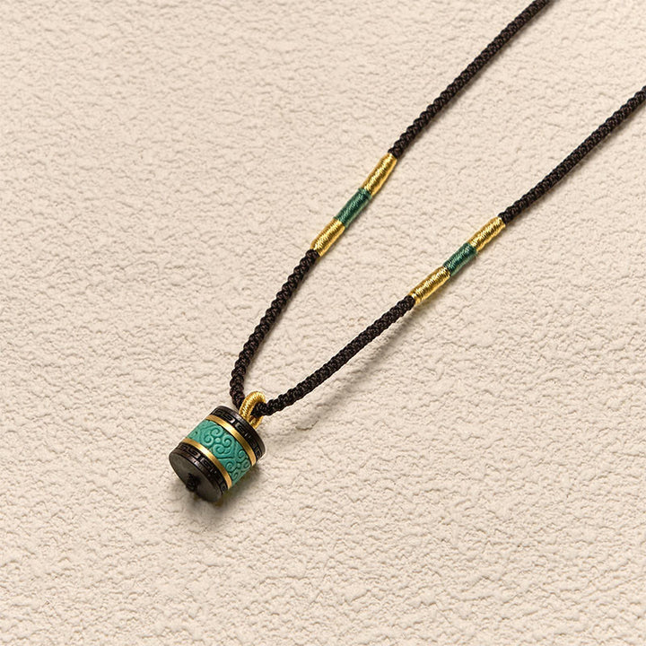 Buddha Stones黒檀ターコイズ シリンダー ピース ネックレス ペンダント - image 3