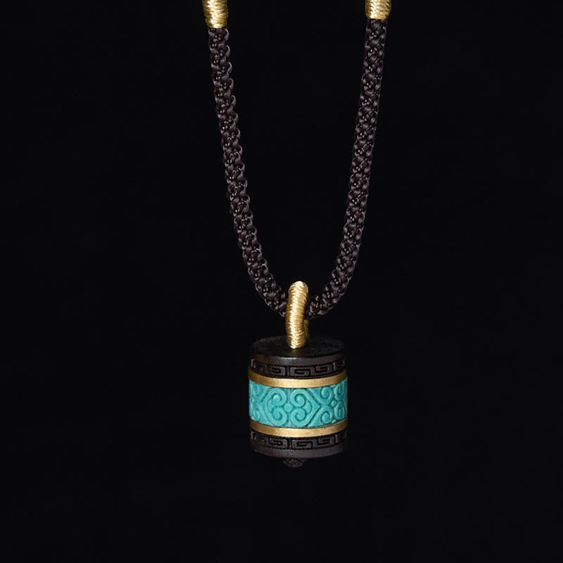 Buddha Stones黒檀ターコイズ シリンダー ピース ネックレス ペンダント - image 2