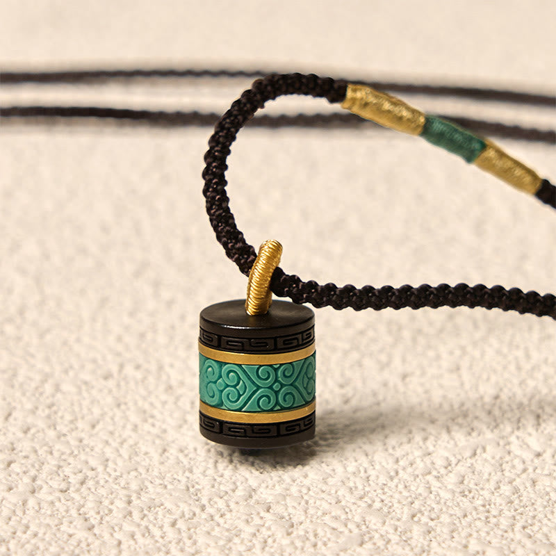 Buddha Stones黒檀ターコイズ シリンダー ピース ネックレス ペンダント - image 5