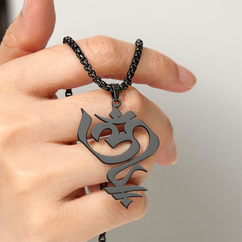 Buddha StonesヴィンテージOMシンボル幾何学デザインステンレススチール接続ネックレスペンダント - image 17