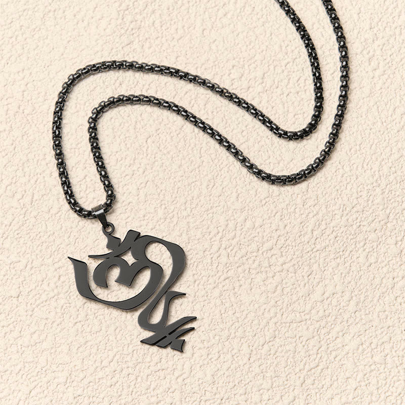 Buddha StonesヴィンテージOMシンボル幾何学デザインステンレススチール接続ネックレスペンダント - image 15