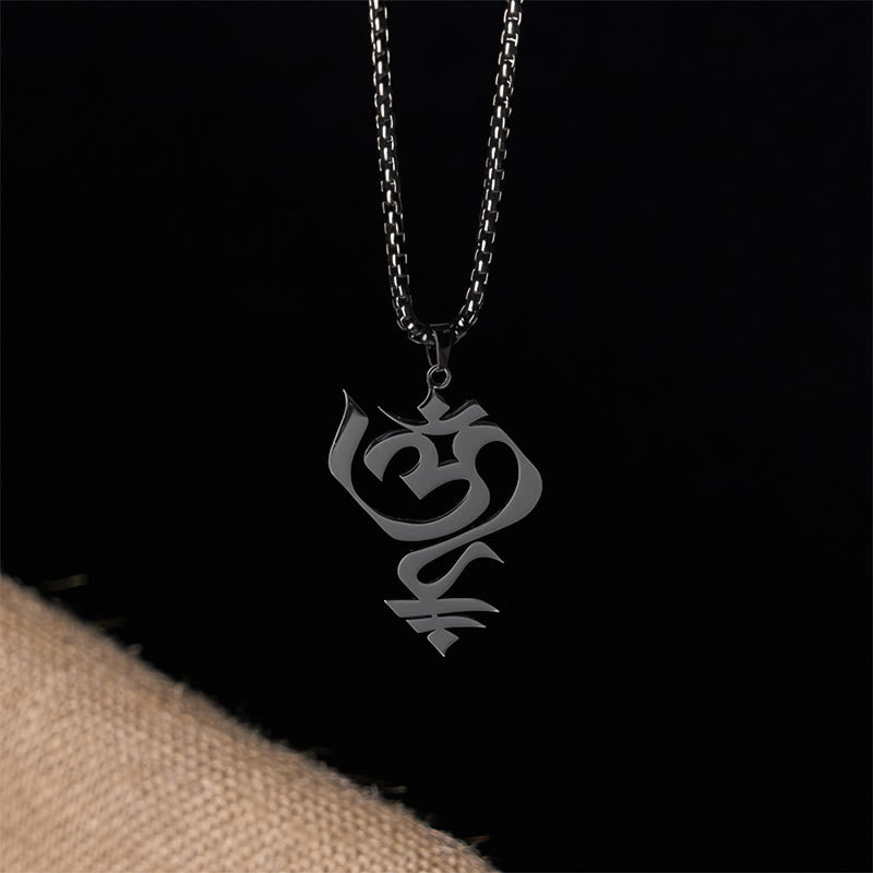 Buddha StonesヴィンテージOMシンボル幾何学デザインステンレススチール接続ネックレスペンダント - image 14