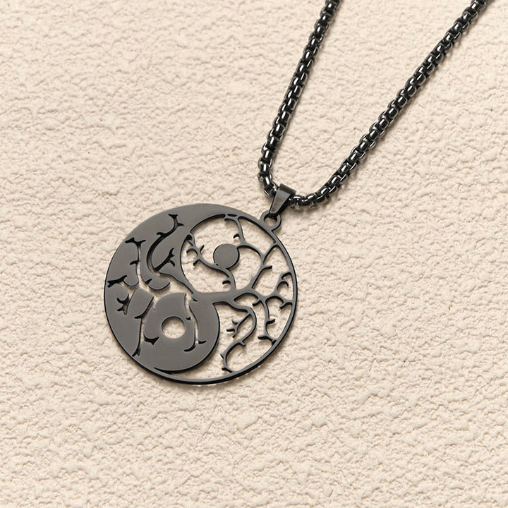 Buddha Stonesの枝と中空の陰陽デザインステンレススチールのバランスネックレスペンダント - image 3