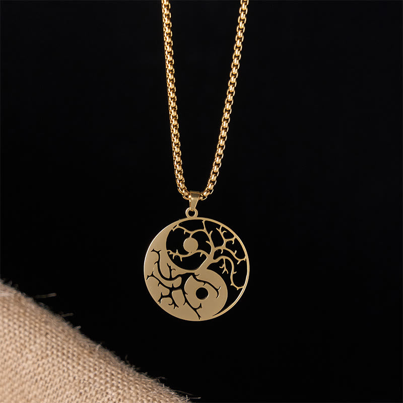 Buddha Stonesの枝と中空の陰陽デザインステンレススチールのバランスネックレスペンダント - image 15