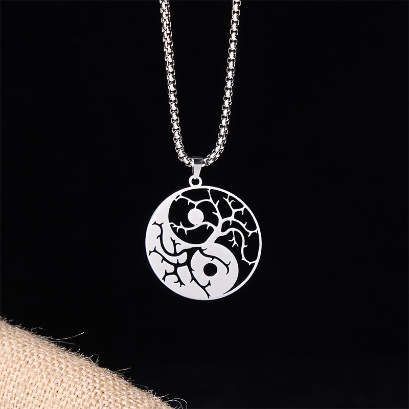 Buddha Stonesの枝と中空の陰陽デザインステンレススチールのバランスネックレスペンダント - image 9