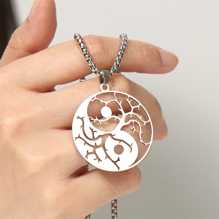 Buddha Stonesの枝と中空の陰陽デザインステンレススチールのバランスネックレスペンダント - image 12