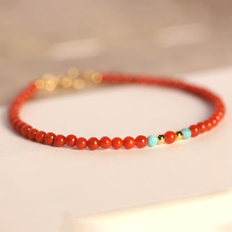 Buddha Stones3mm 天然南赤瑪瑙極細ビーズビーズ幸運を呼ぶブレスレット - image 2