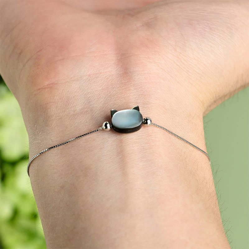 Buddha Stones 925スターリングシルバー シャコガイ ストーン キャットヘッド良縁祈願チェーンブレスレット - image 4