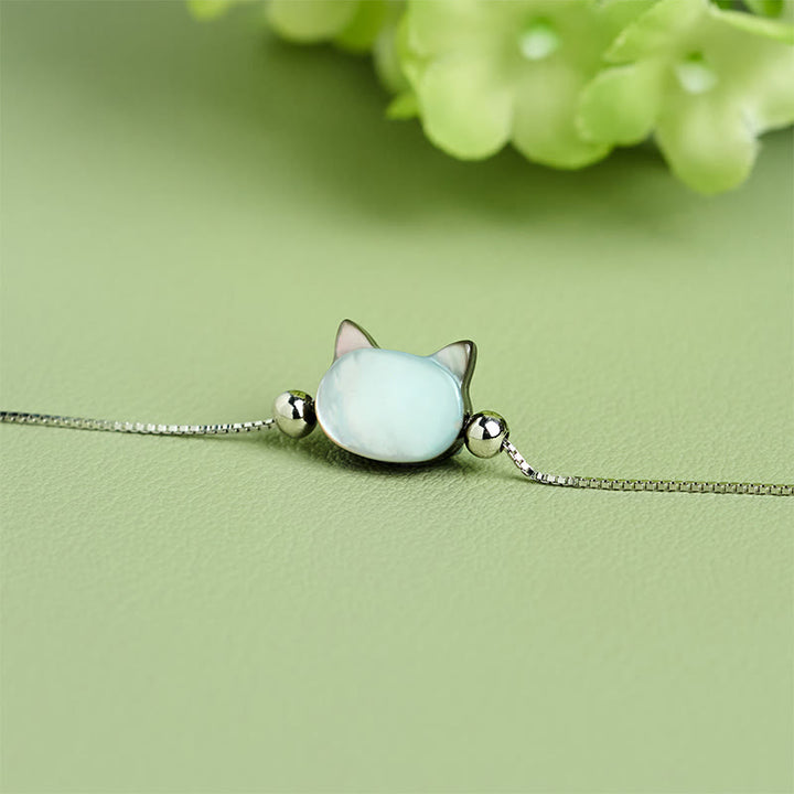 Buddha Stones 925スターリングシルバー シャコガイ ストーン キャットヘッド良縁祈願チェーンブレスレット - image 2