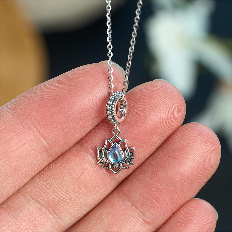 Buddha Stones925スターリングシルバー ロータスデザイン ムーンストーン ヒーリングネックレスペンダント - image 3