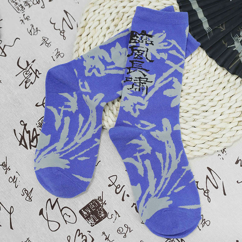 Buddha Stones中国書道 花柄 マイクロクルー レディース コットンソックス - image 24