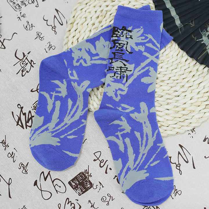 Buddha Stones中国書道 花柄 マイクロクルー レディース コットンソックス - image 24