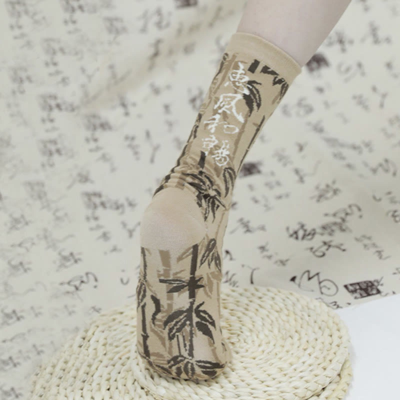 Buddha Stones中国書道 花柄 マイクロクルー レディース コットンソックス - image 12