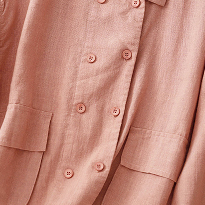 Buddha Stonesダブルブレストデザイン 長袖 レディース コットンジャケット ポケット付き - image 20