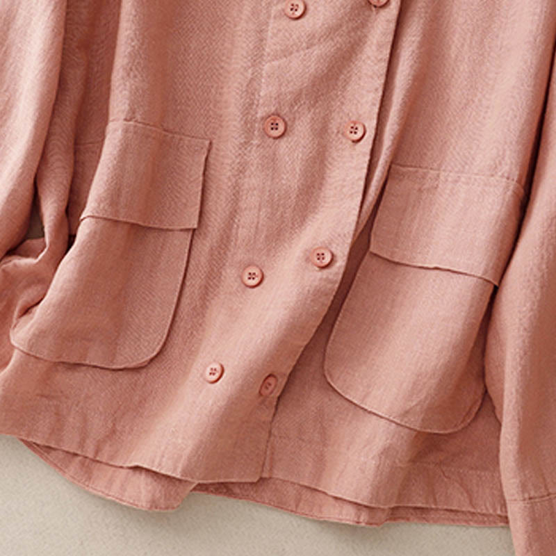 Buddha Stonesダブルブレストデザイン 長袖 レディース コットンジャケット ポケット付き - image 19