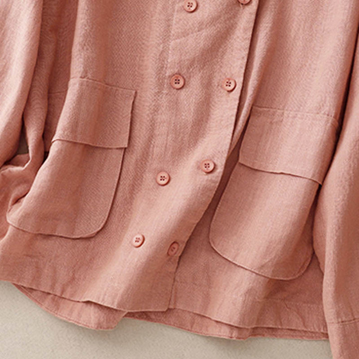 Buddha Stonesダブルブレストデザイン 長袖 レディース コットンジャケット ポケット付き - image 19