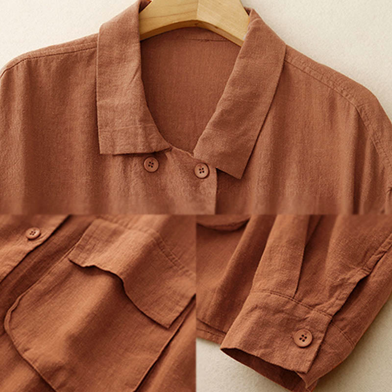 Buddha Stonesダブルブレストデザイン 長袖 レディース コットンジャケット ポケット付き - image 8