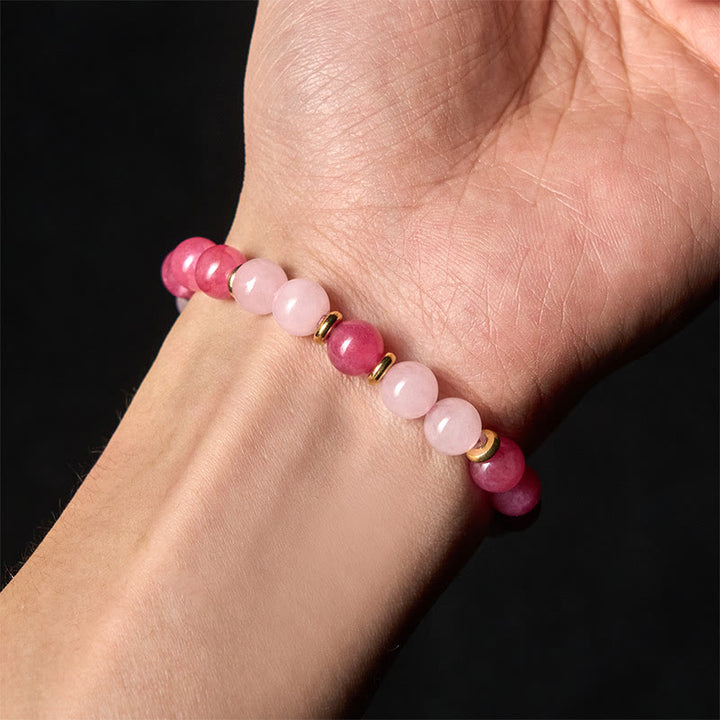 Buddha Stonesストロベリークォーツ ピンククリスタルビーズ ラブ幸運を呼ぶブレスレット - image 4