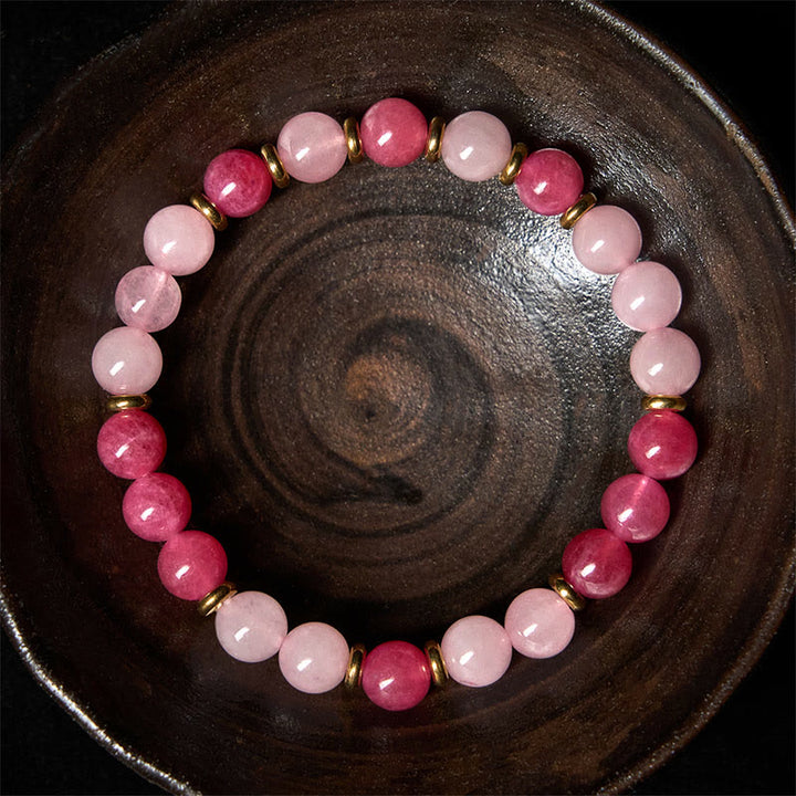 Buddha Stonesストロベリークォーツ ピンククリスタルビーズ ラブ幸運を呼ぶブレスレット - image 2