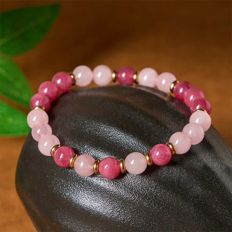 Buddha Stonesストロベリークォーツ ピンククリスタルビーズ ラブ幸運を呼ぶブレスレット - image 3