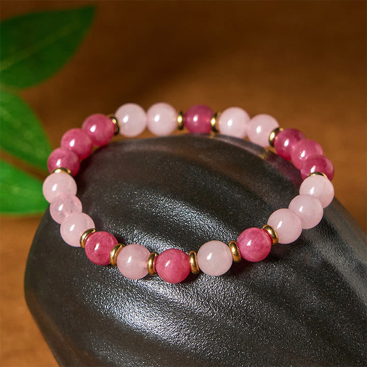 Buddha Stonesストロベリークォーツ ピンククリスタルビーズ ラブ幸運を呼ぶブレスレット - image 3