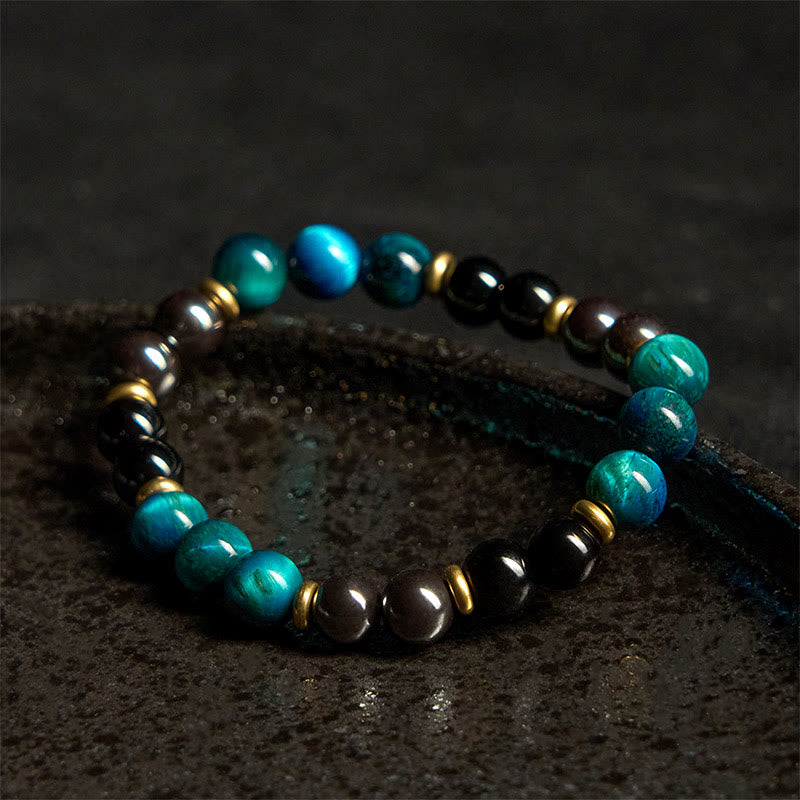 Buddha Stones天然ブルータイガーアイビーズバランスブレスレット - image 3