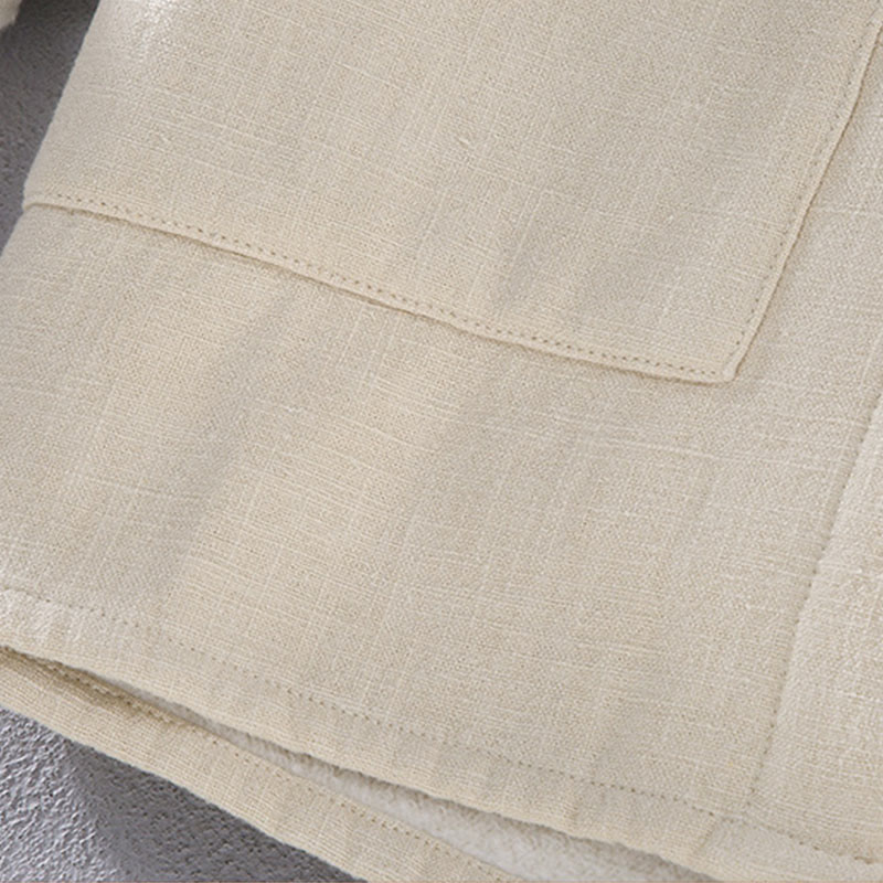 Buddha Stonesメンズ スタンダードカラー 長袖 保温 フリース裏地 ラミーコットン ジャケット ポケット付き - image 11