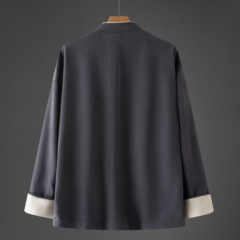 Buddha Stonesメンズ フロッグボタン マンダリンカラー 長袖 コットンジャケット タンスーツ ポケット付き - image 1