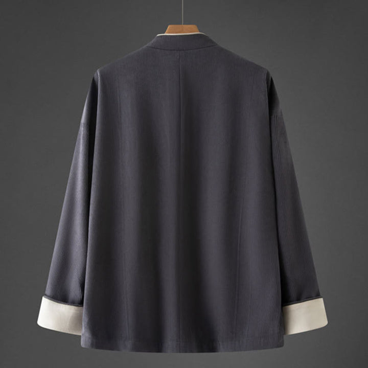 Buddha Stonesメンズ フロッグボタン マンダリンカラー 長袖 コットンジャケット タンスーツ ポケット付き - image 1