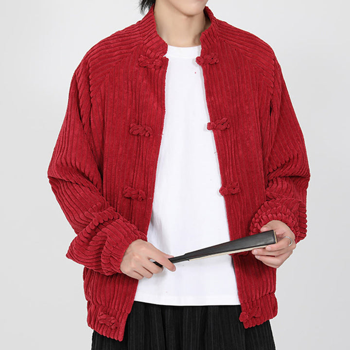 Buddha Stonesメンズ チャイニーズプレーンフロッグボタン 長袖 コットンコーデュロイジャケット ポケット付き - image 10
