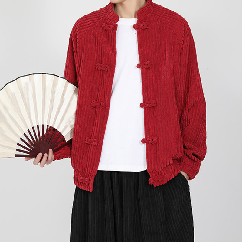 Buddha Stonesメンズ チャイニーズプレーンフロッグボタン 長袖 コットンコーデュロイジャケット ポケット付き - image 11