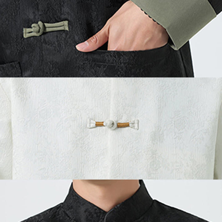 Buddha Stonesジャカード フロッグボタン 長袖 メンズ コットンジャケット タンスーツ ポケット付き - image 19