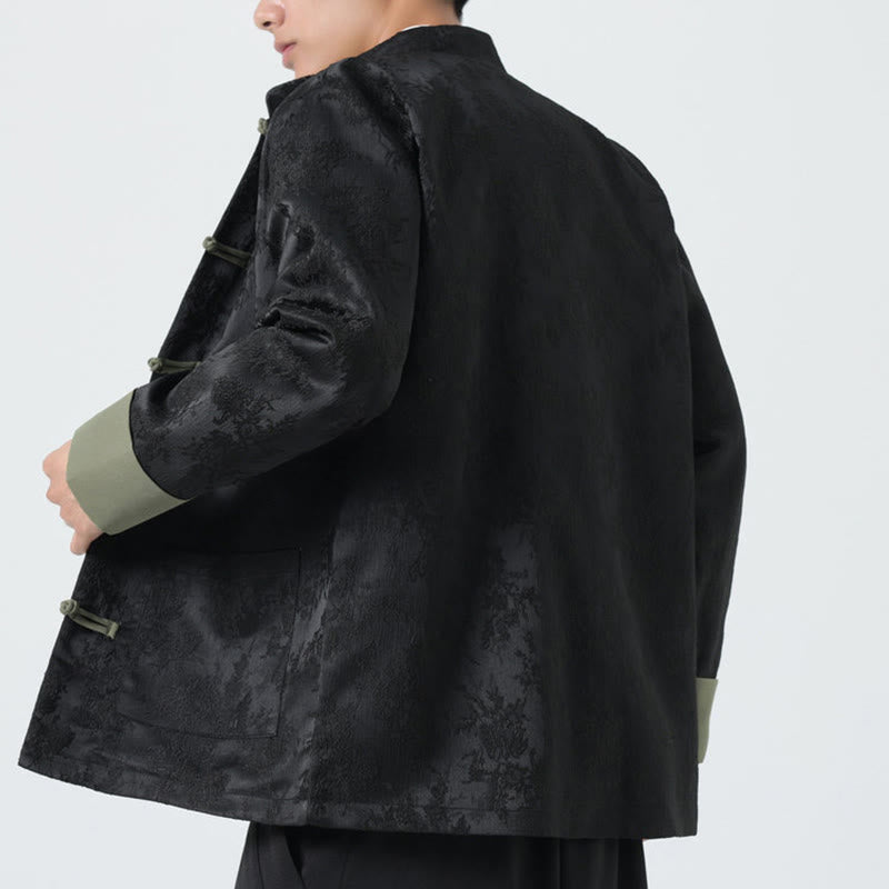 Buddha Stonesジャカード フロッグボタン 長袖 メンズ コットンジャケット タンスーツ ポケット付き - image 7