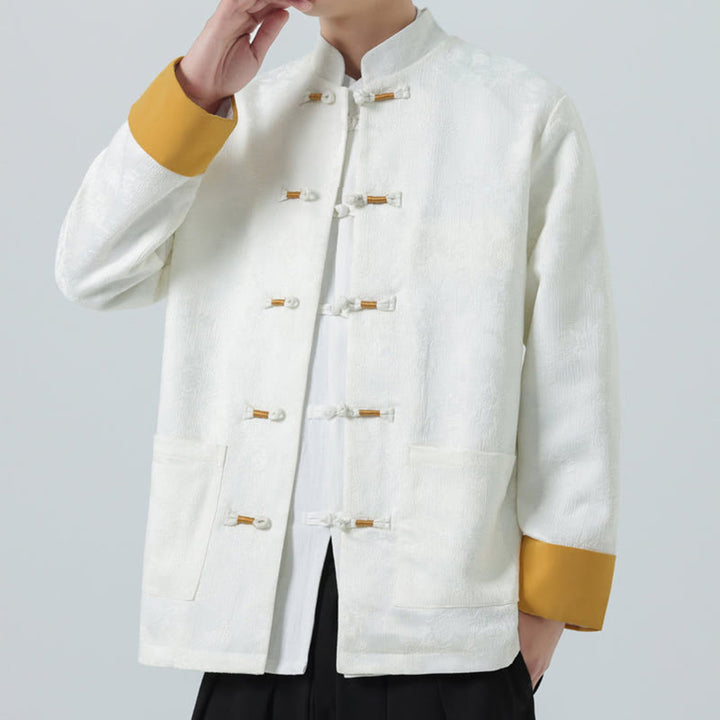 Buddha Stonesジャカード フロッグボタン 長袖 メンズ コットンジャケット タンスーツ ポケット付き - image 14