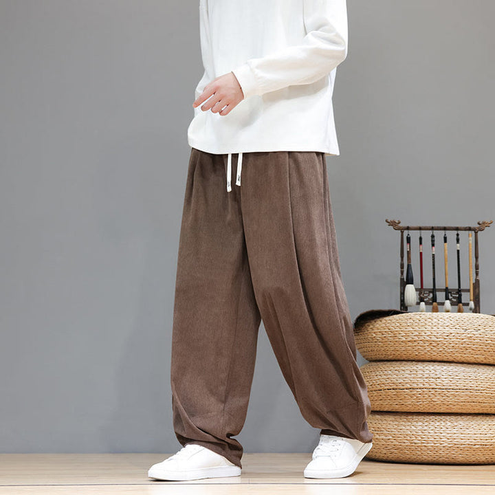 Buddha Stones無地 ピュアコットン コーデュロイ メンズ ハーレムパンツ ポケット付き - シエナ - US/UK/AU46、 EU56 (5XL) - image 0